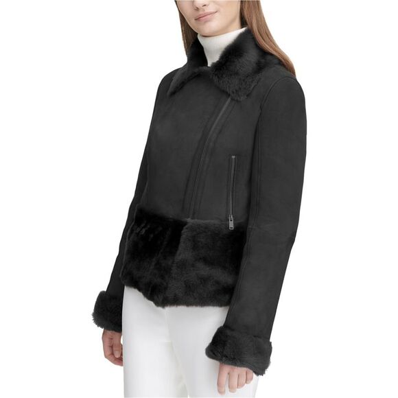 Calvin Klein Womens Shearling Motorcycle Jacket NWT